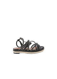 Strappy sandals with studs in leather - Black intense