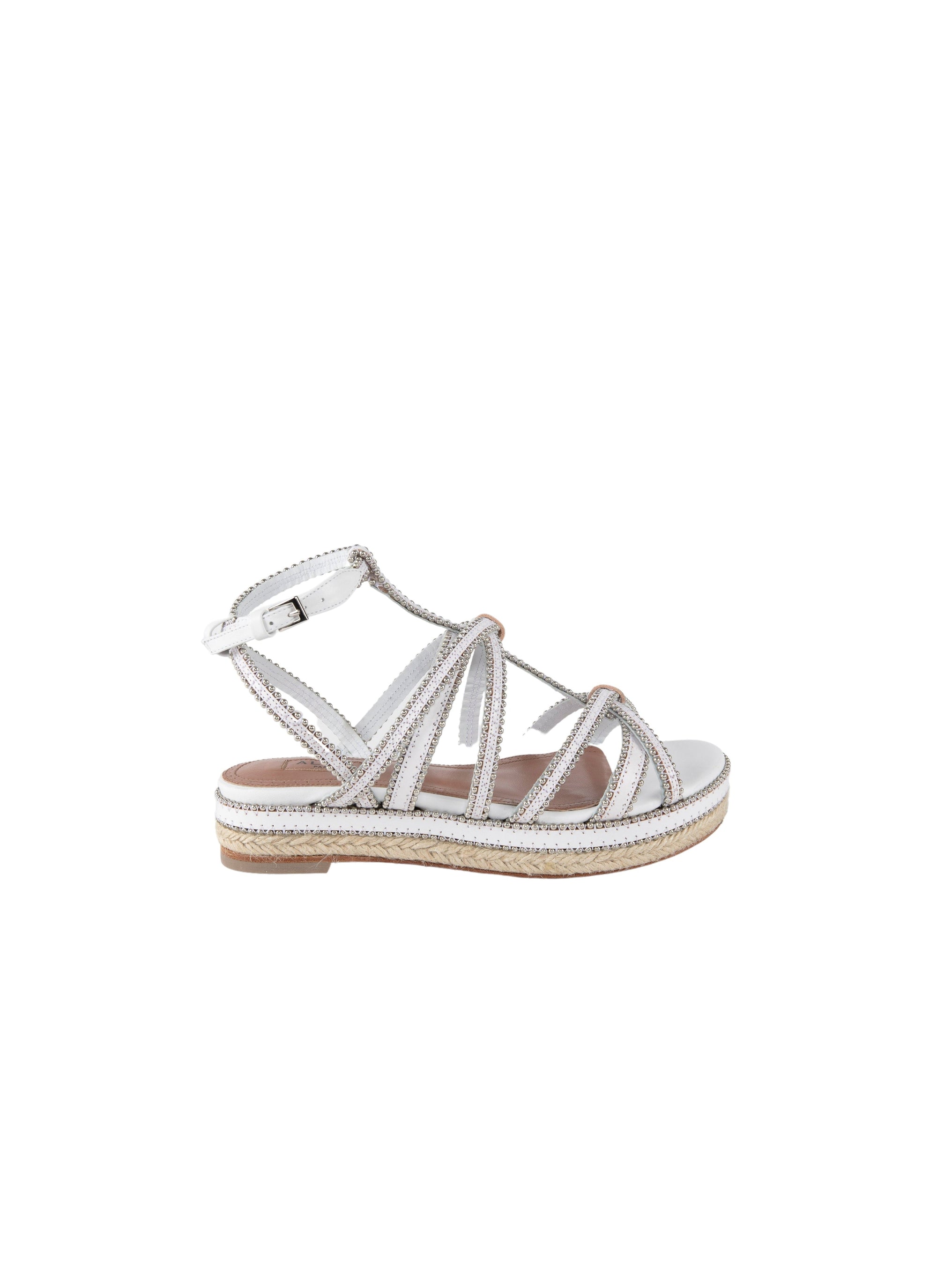 Sandales à brides et clous en cuir - Blanc