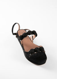 Bombe wedge sandals in leather - Black intense
