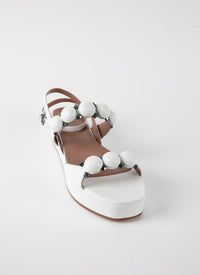 Sandales Bombe compensées en cuir - Blanc