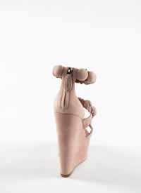 Sandales Bombe à talons compensées en cuir - Chair