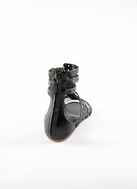 Flat sandals in leather - Black intense