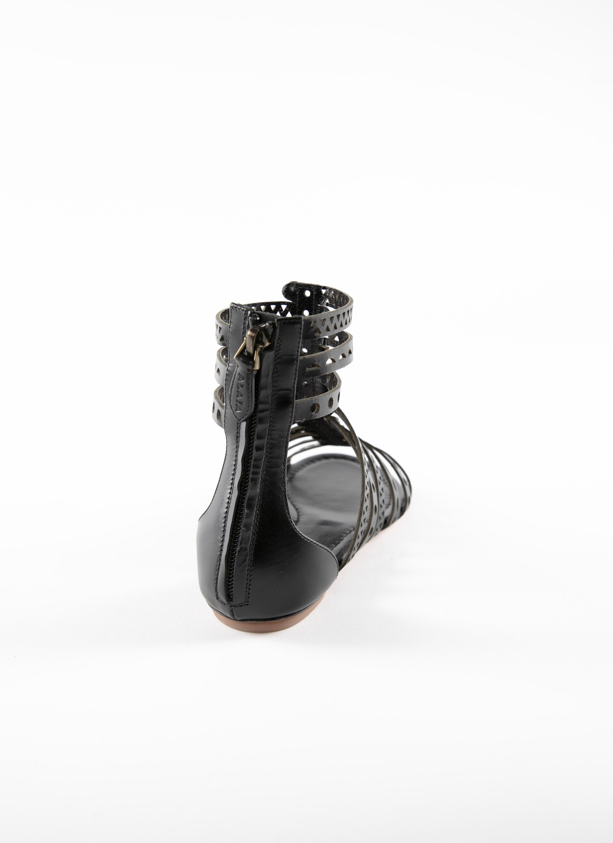 Flat sandals in leather - Black intense