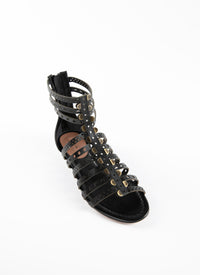 Flat sandals in leather - Black intense