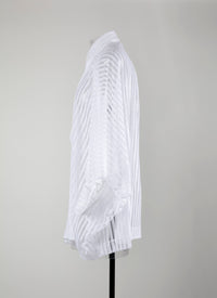 Chemise oversize rayée - Blanc