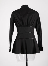 Chemise corset ajouré - Noir