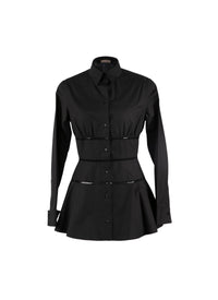 Chemise corset ajouré - Noir