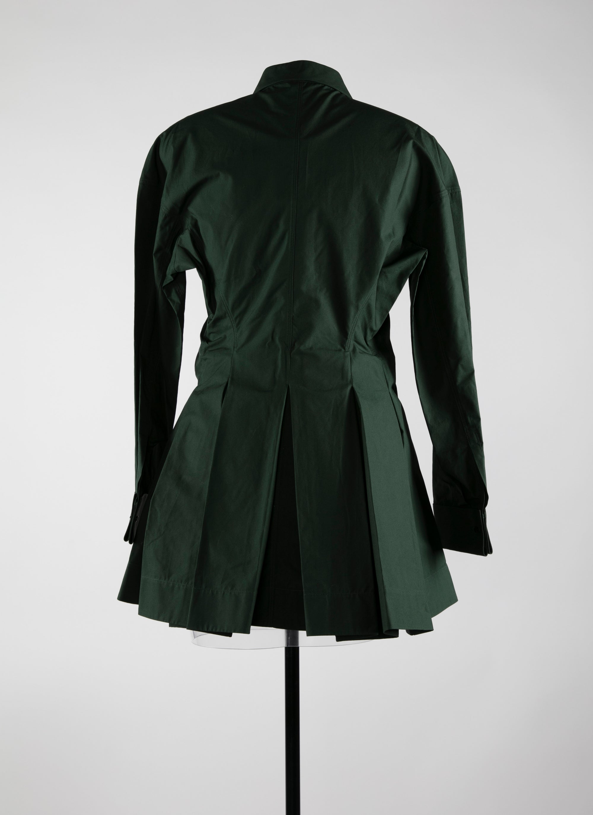 Fitted and pleated shirt in Japanese poplin - Fir