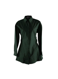 Fitted and pleated shirt in Japanese poplin - Fir