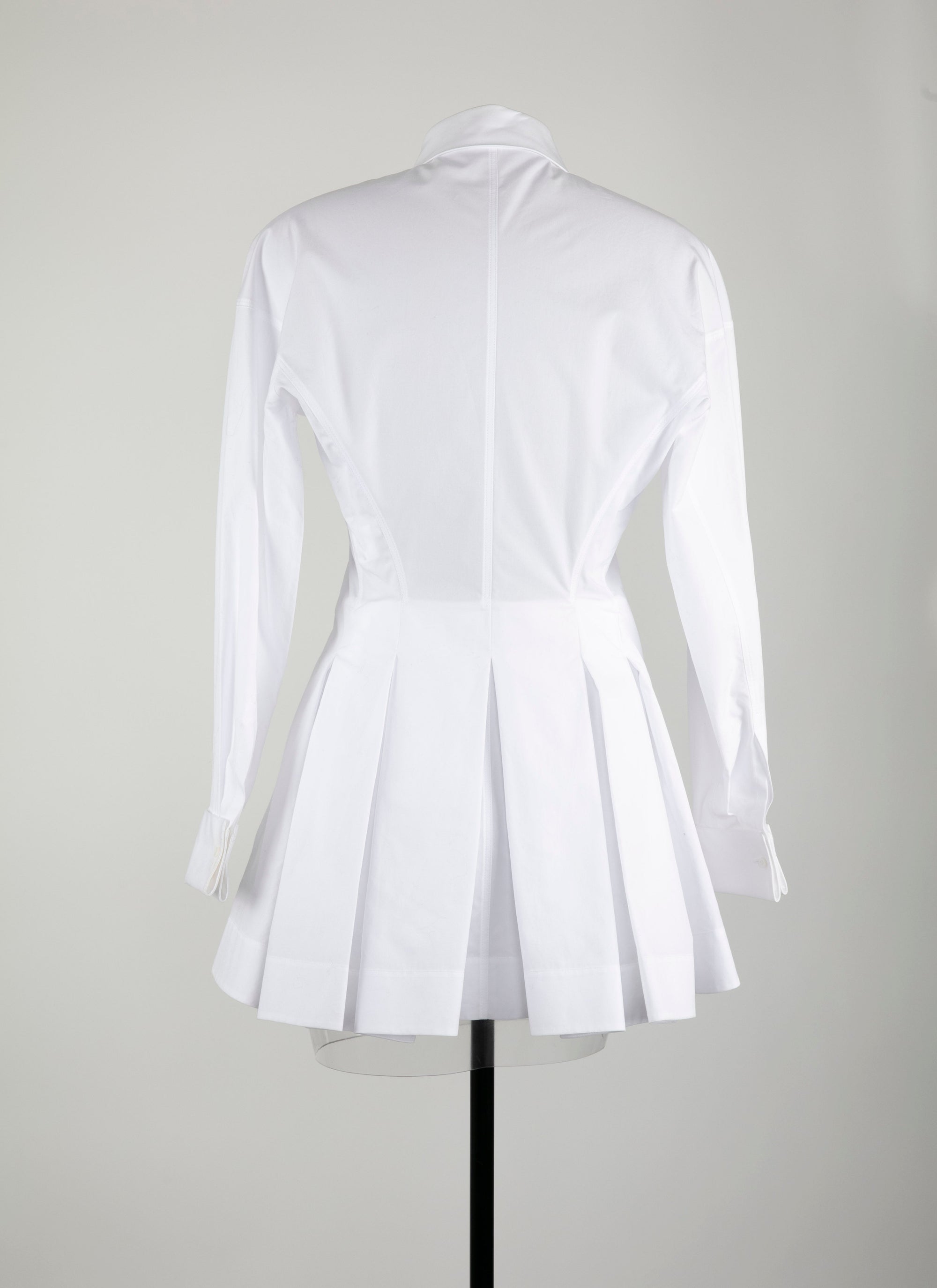Chemise cintrée et plissée en popeline japonaise - Blanc
