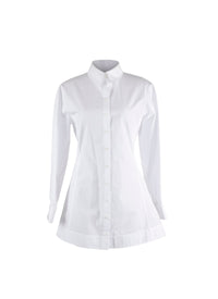Chemise cintrée et plissée en popeline japonaise - Blanc