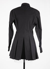 Fitted and pleated shirt in Japanese poplin - Black intense