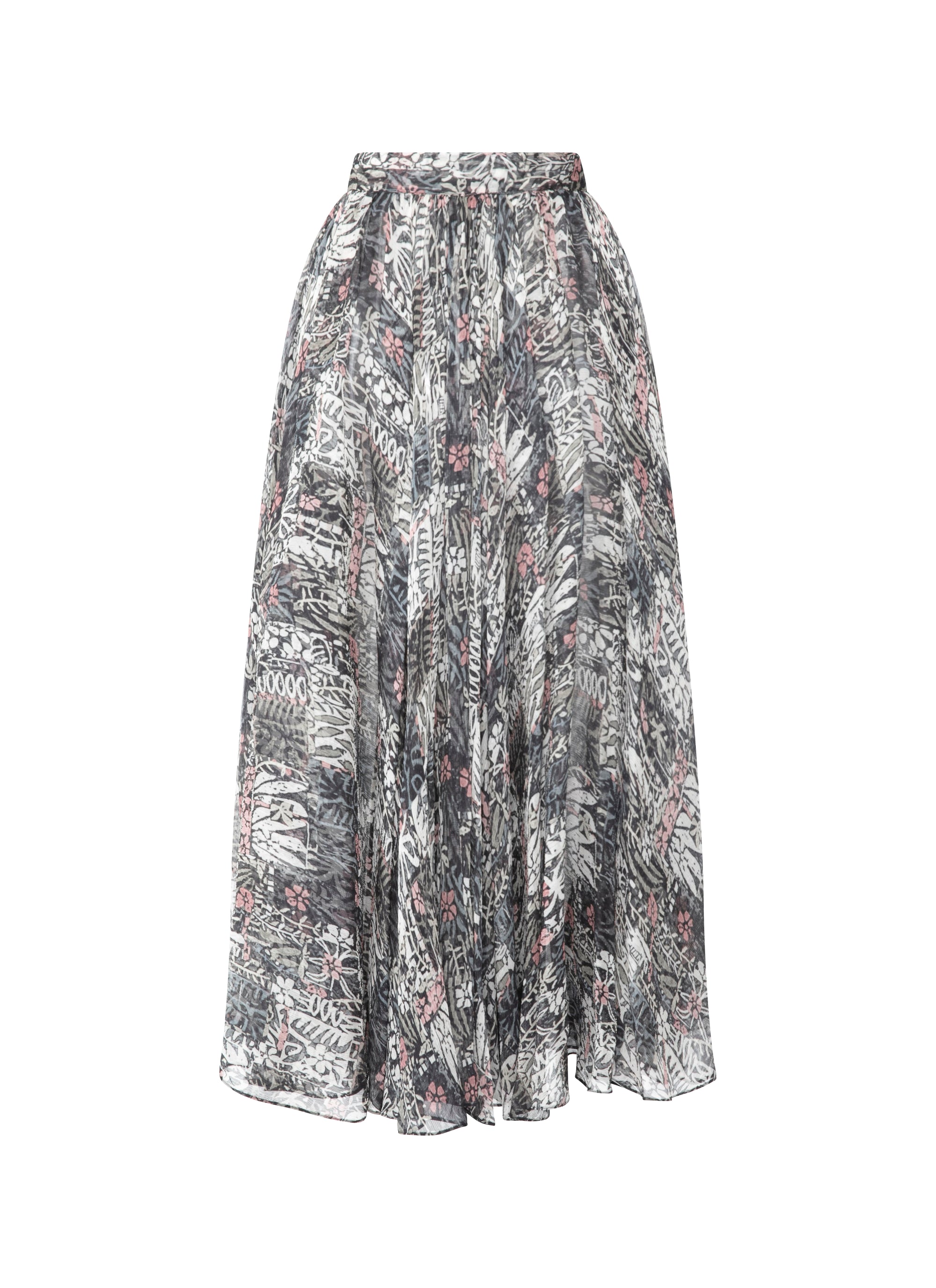 Jupe à fleurs en soie - Multicolor