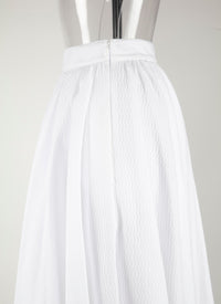 Patterned long skirt - White