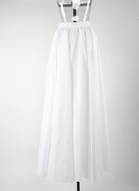 Patterned long skirt - White