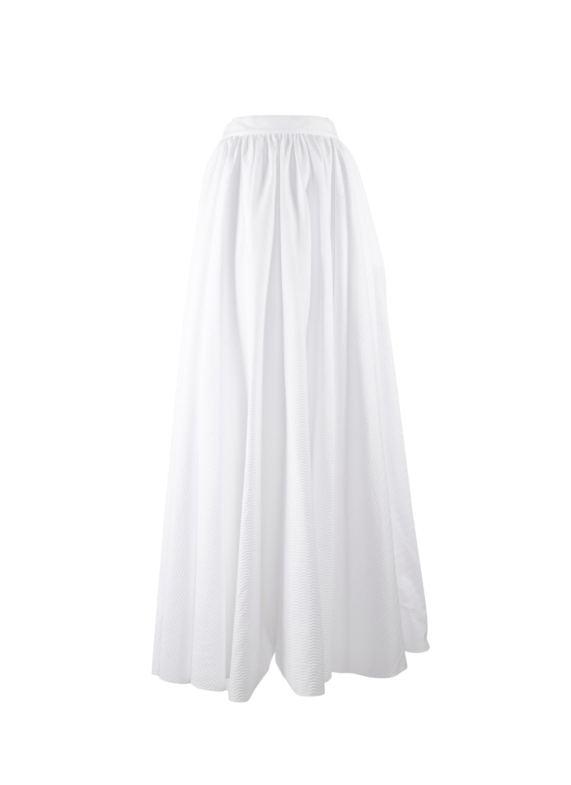 Patterned long skirt - White