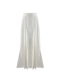 Jupe longue évasée à motifs - Blanc