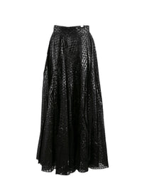 Jupe longue évasée à motifs - Noir