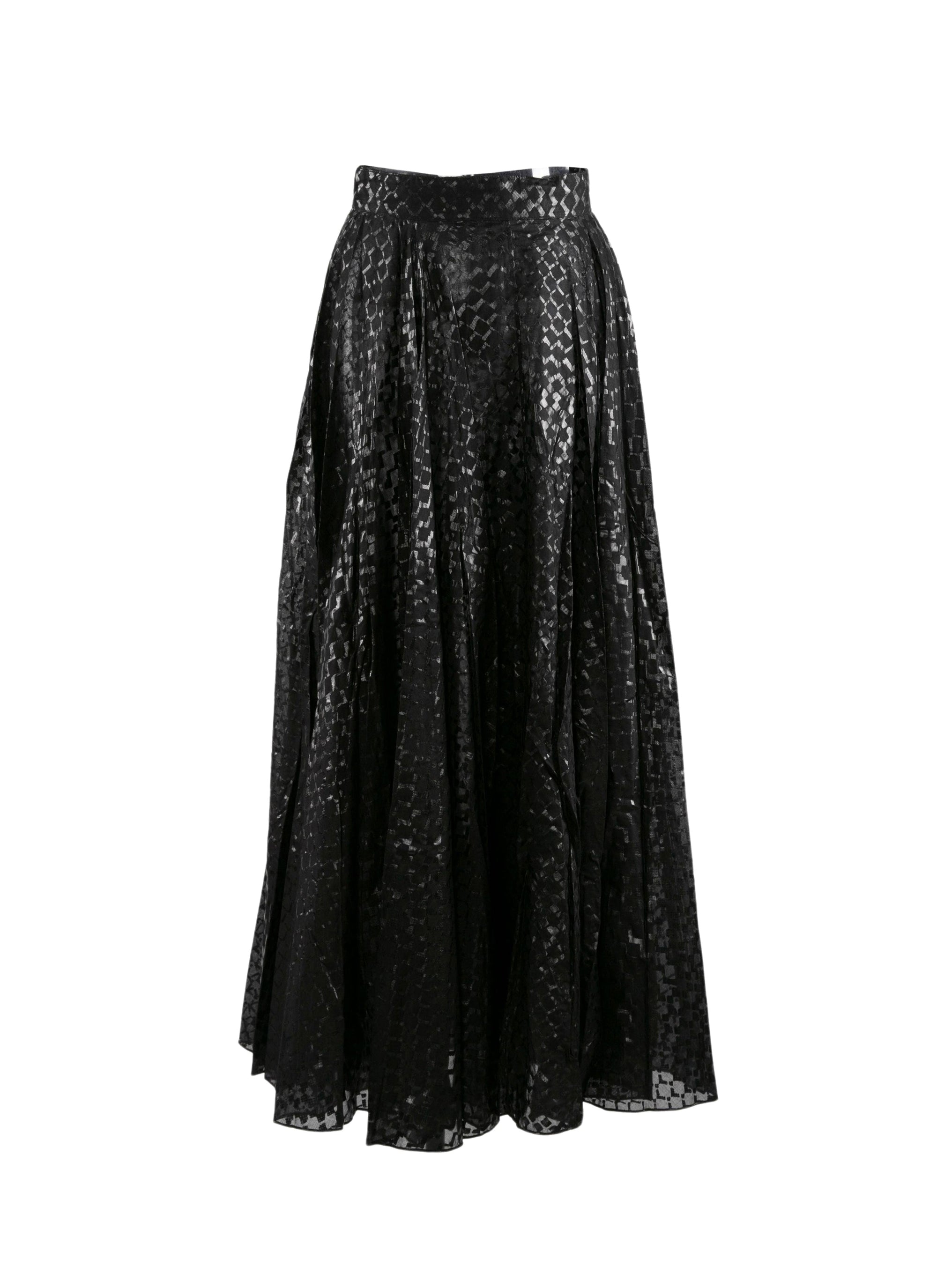 Jupe longue évasée à motifs - Noir