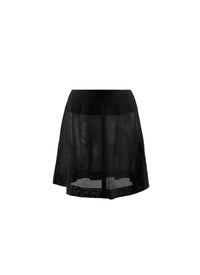Sheer plain short skirt - Black intense