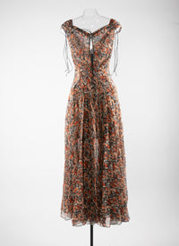 Sleeveless dress with cut-out back in silk - Multicolour
