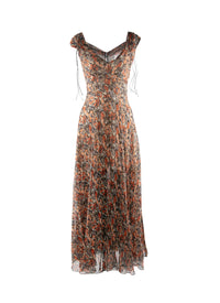 Sleeveless dress with cut-out back in silk - Multicolour