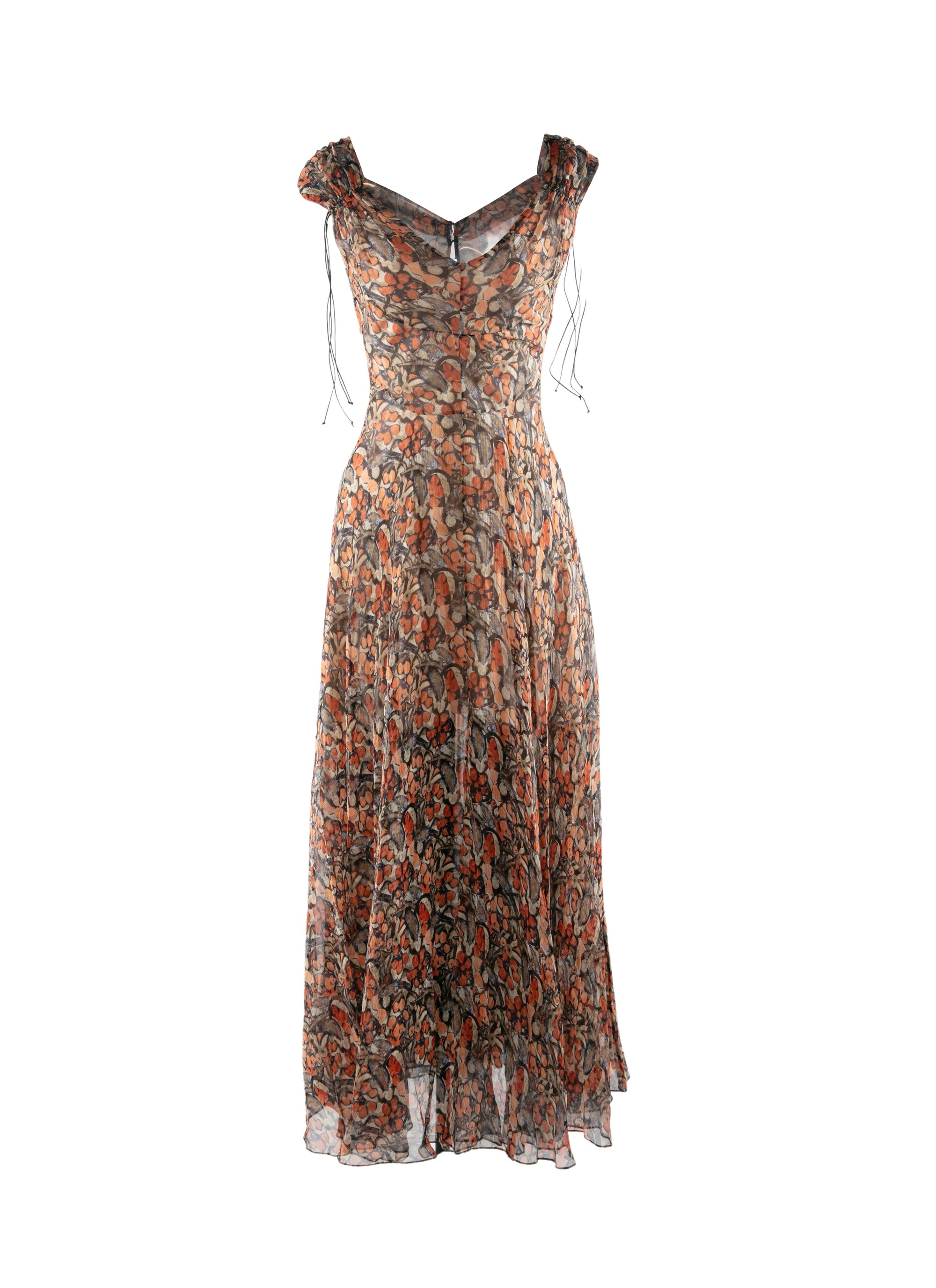 Sleeveless dress with cut-out back in silk - Multicolour