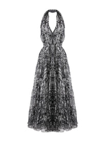 Robe fluide sans manches à dos croisé en soie - Multicolore