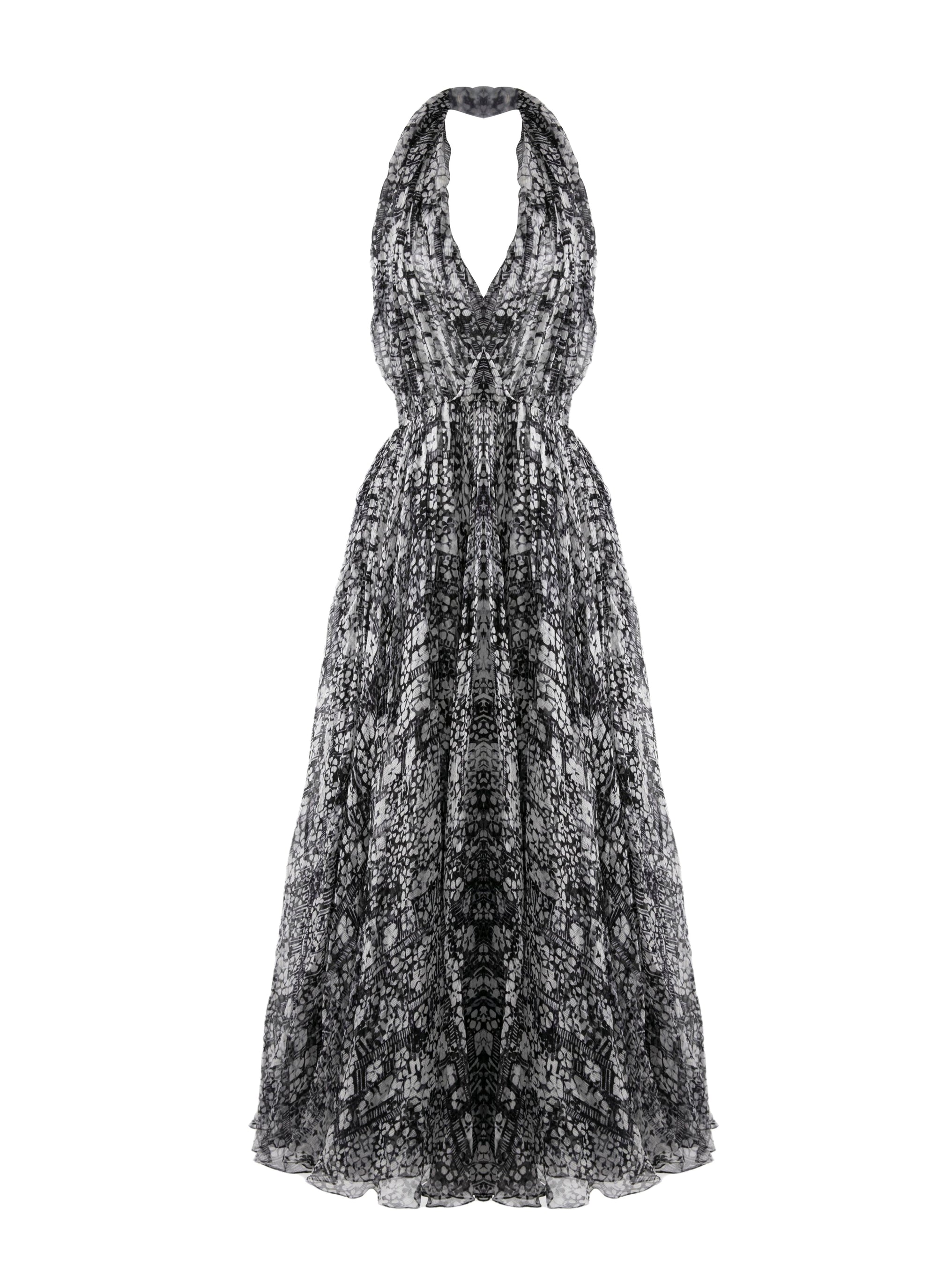Robe fluide sans manches à dos croisé en soie - Multicolore