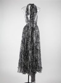 Robe fluide sans manches à dos croisé en soie - Multicolore