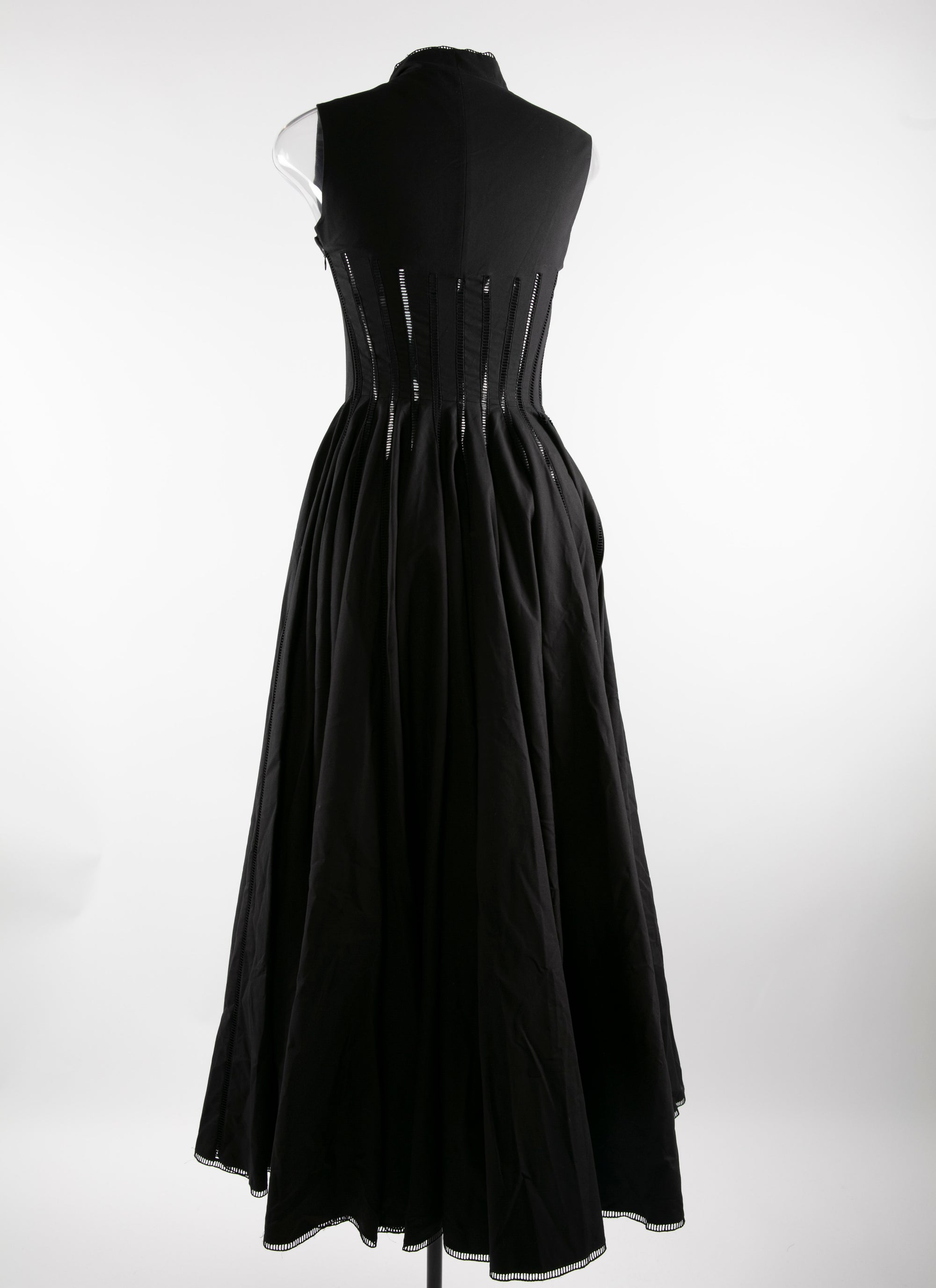 Robe longue plissée avec col montant - Noir