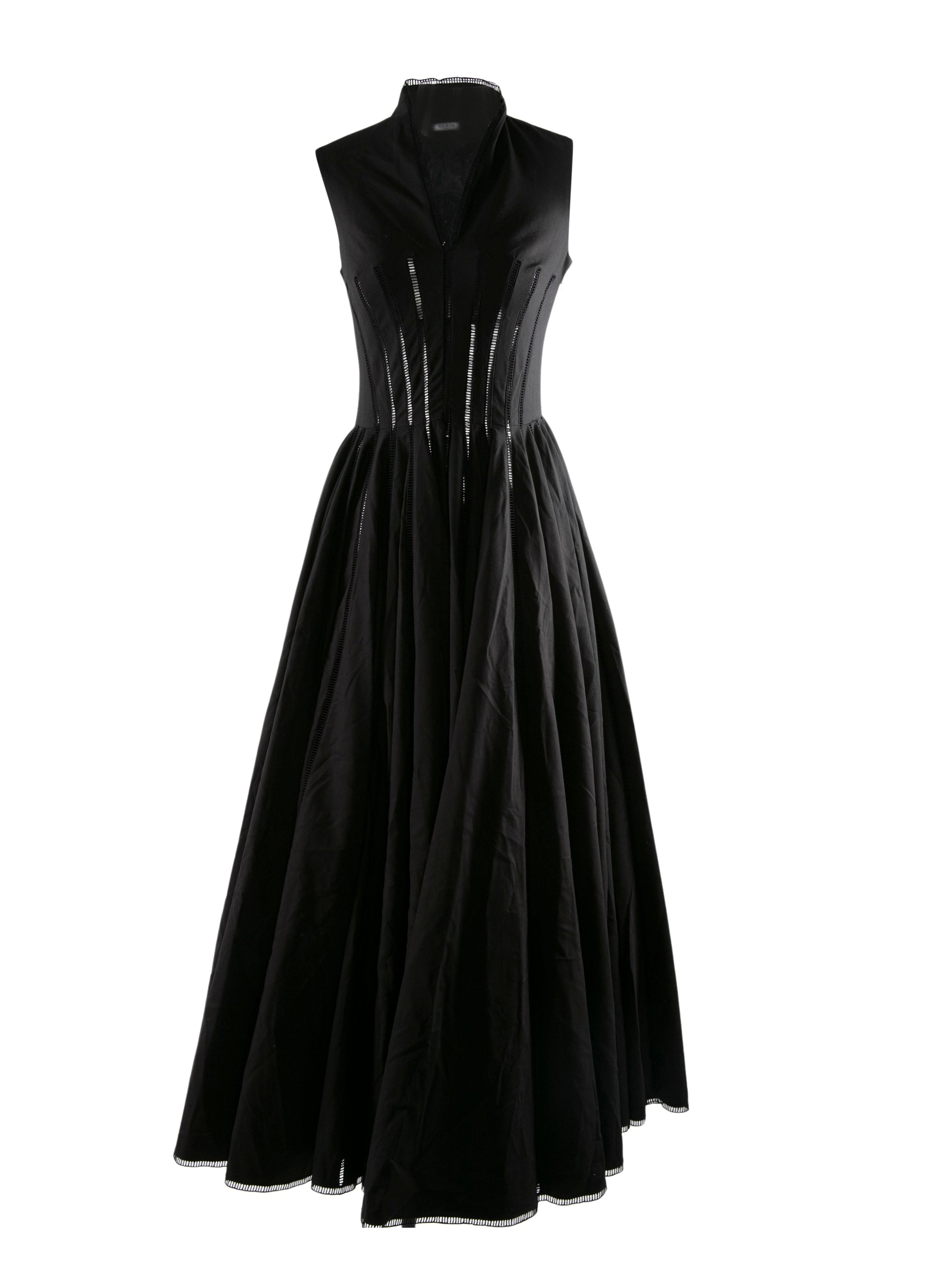 Robe longue plissée avec col montant - Noir