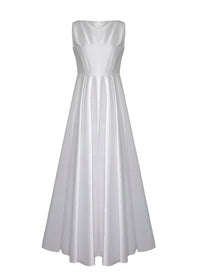 Long sleeveless skater dress - White