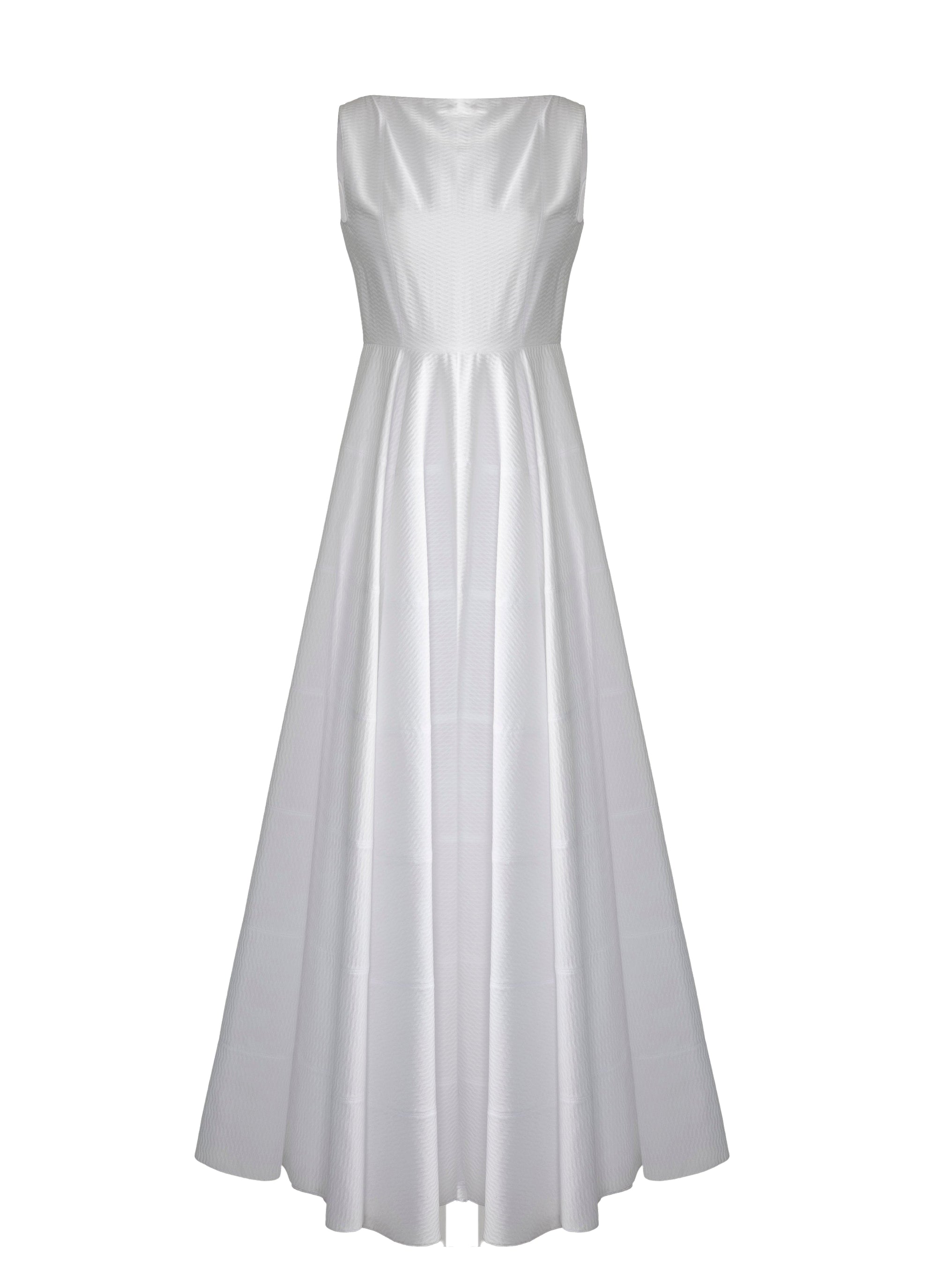 Long sleeveless skater dress - White