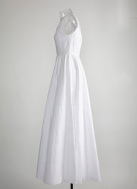 Long sleeveless skater dress - White