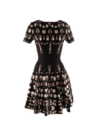 Robe courte évasée à motif - Marron