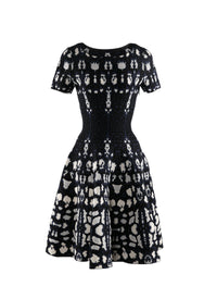 Robe courte évasée à motif - Bleu