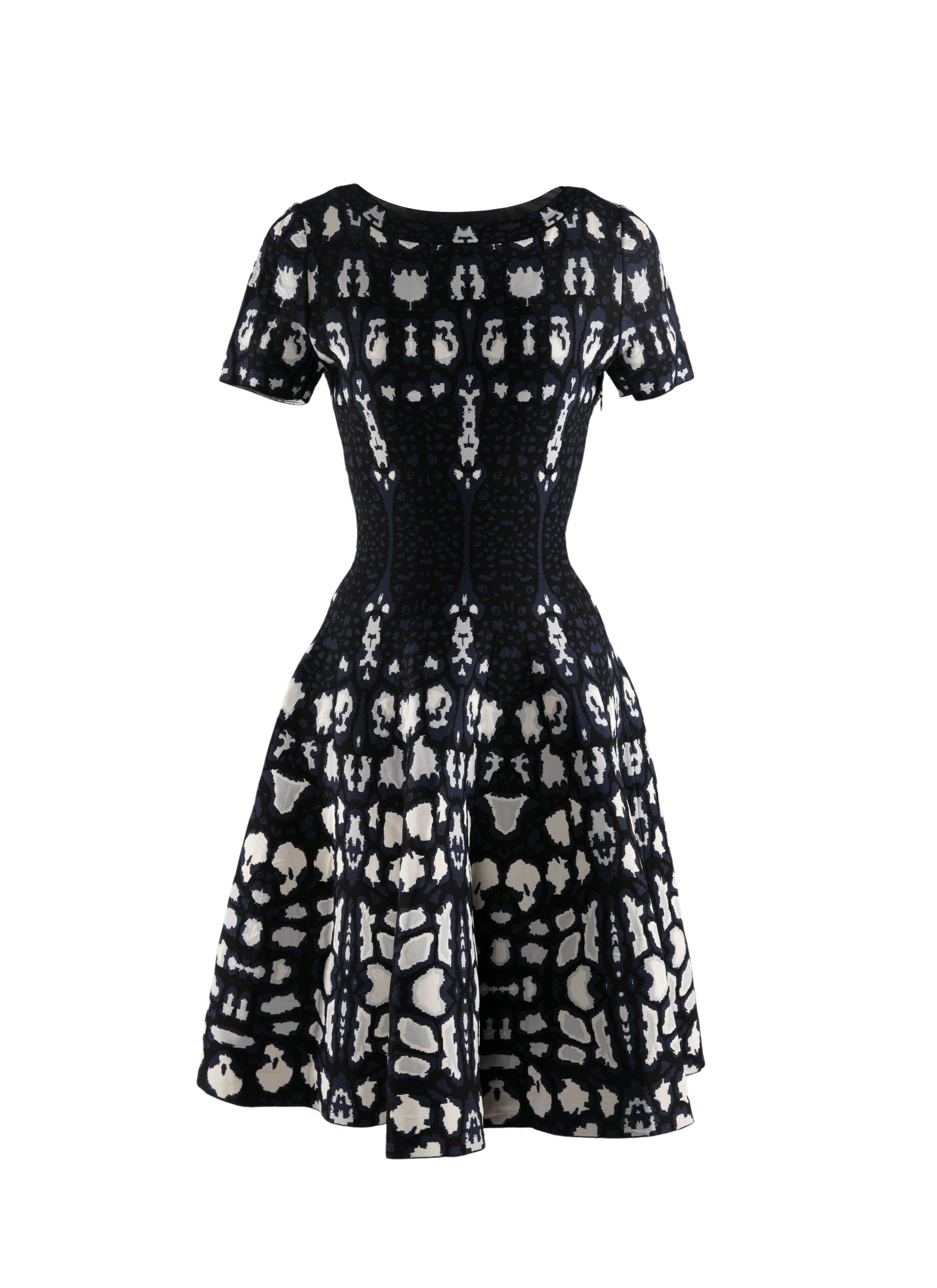 Robe courte évasée à motif - Bleu