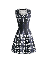 Sleeveless knitted cheetah dress - Blue