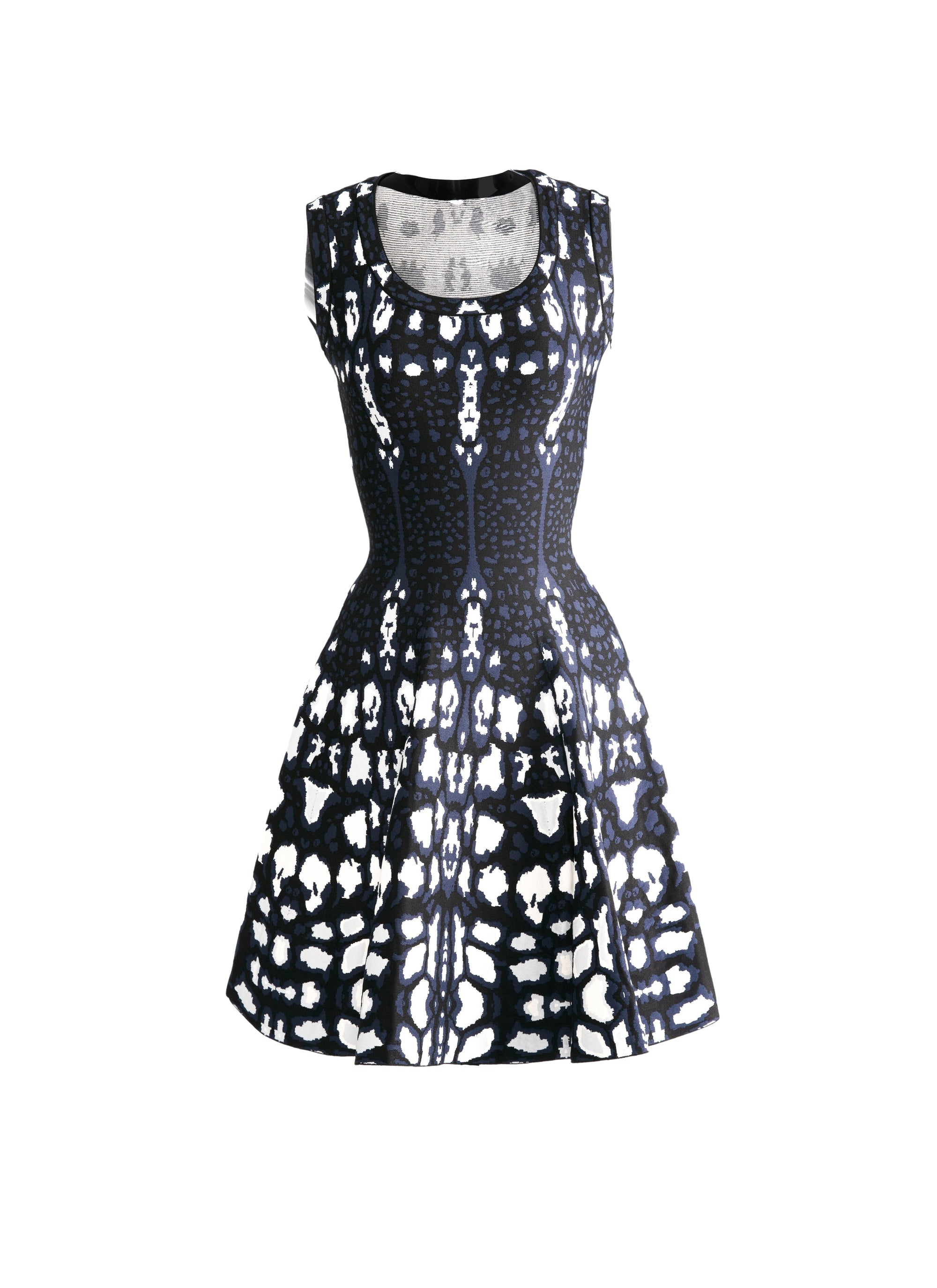Sleeveless knitted cheetah dress - Blue