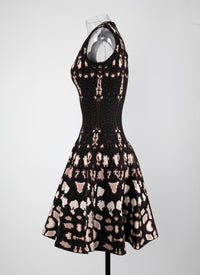Sleeveless knitted cheetah dress - Brown