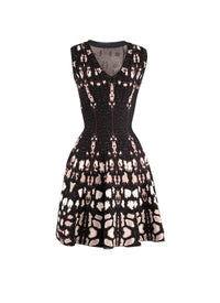 Sleeveless knitted cheetah dress - Brown