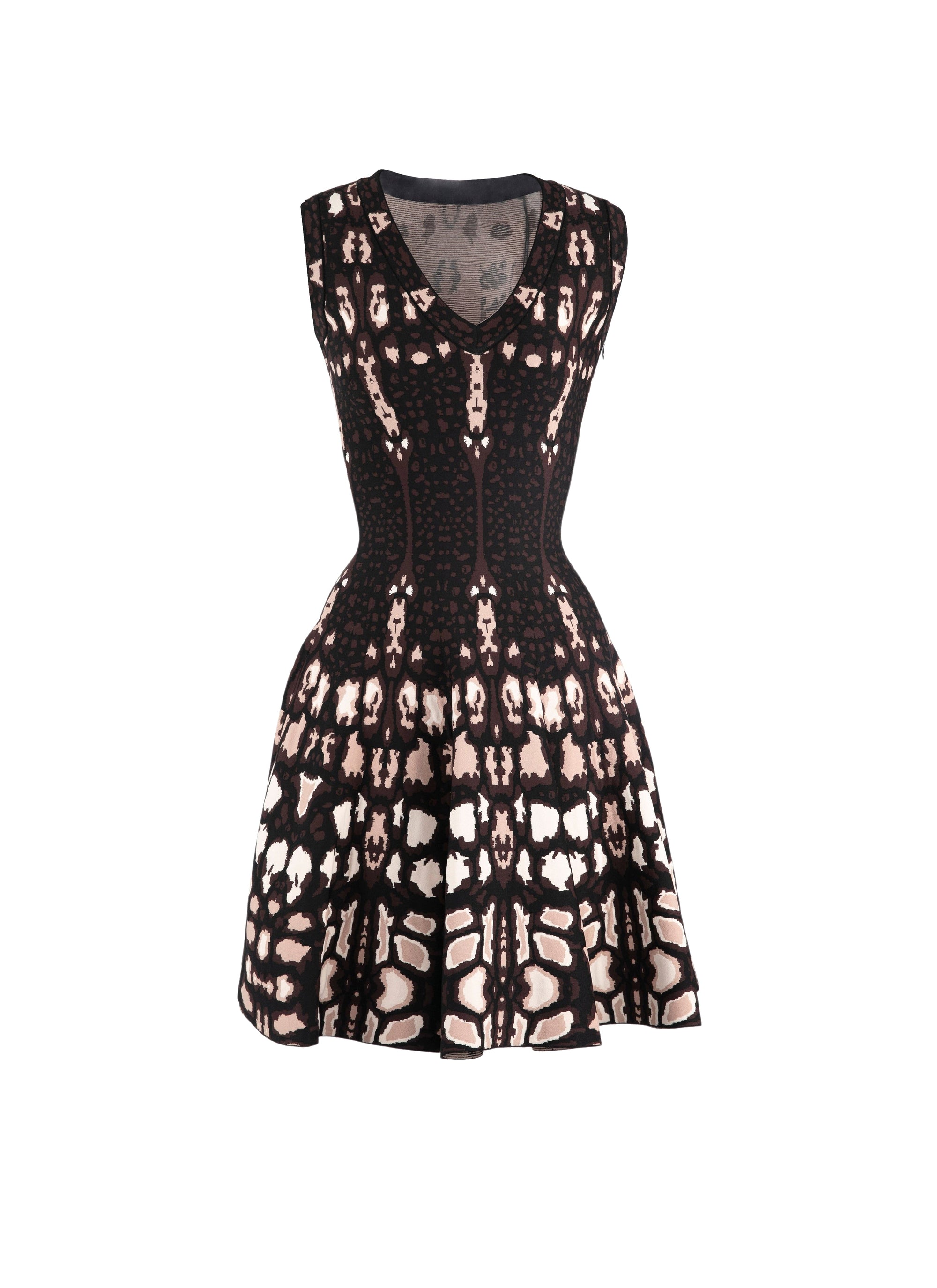 Sleeveless knitted cheetah dress - Brown