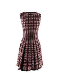 Sleeveless fitted pleated dress - Brown & Pink