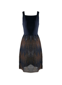 Robe à bretelles bi-matière - Bleu & Marron