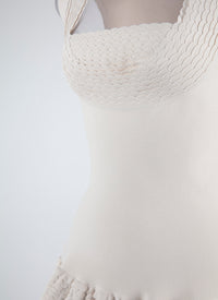 Robe sans manches à volants - Blanc Cassé
