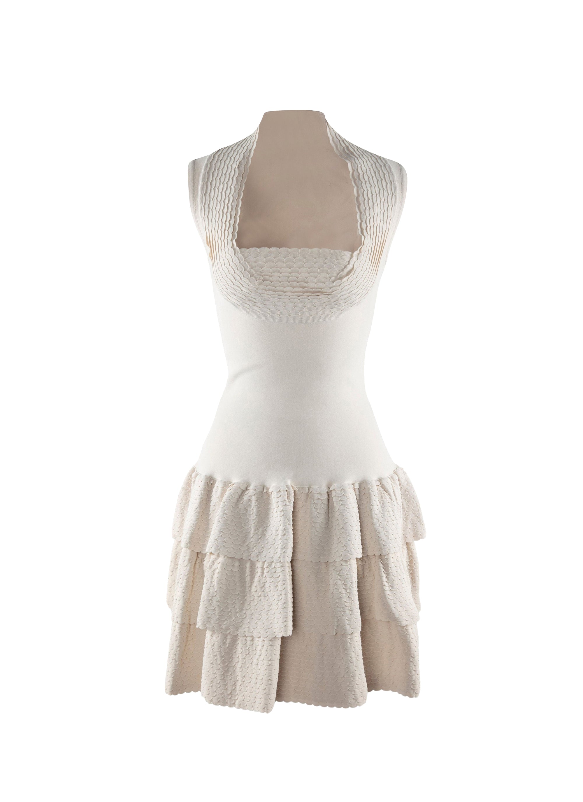 Robe sans manches à volants - Blanc Cassé