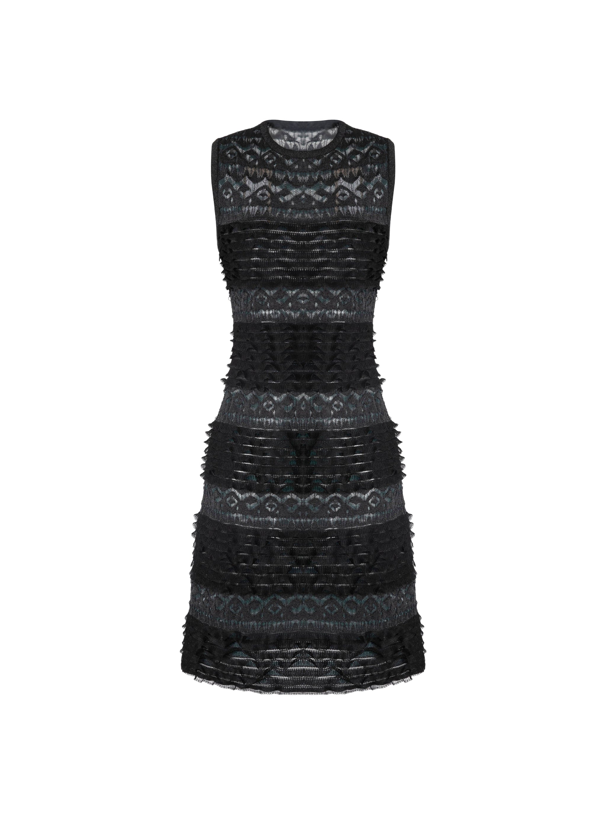Fitted dress with overlapping ruffles - Black & Blue