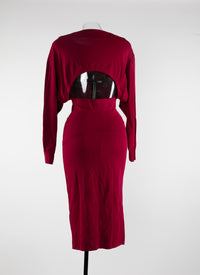 Robe à manches longues cintrée à la taille - Magenta