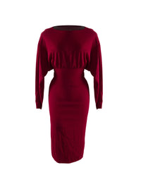 Robe à manches longues cintrée à la taille - Magenta